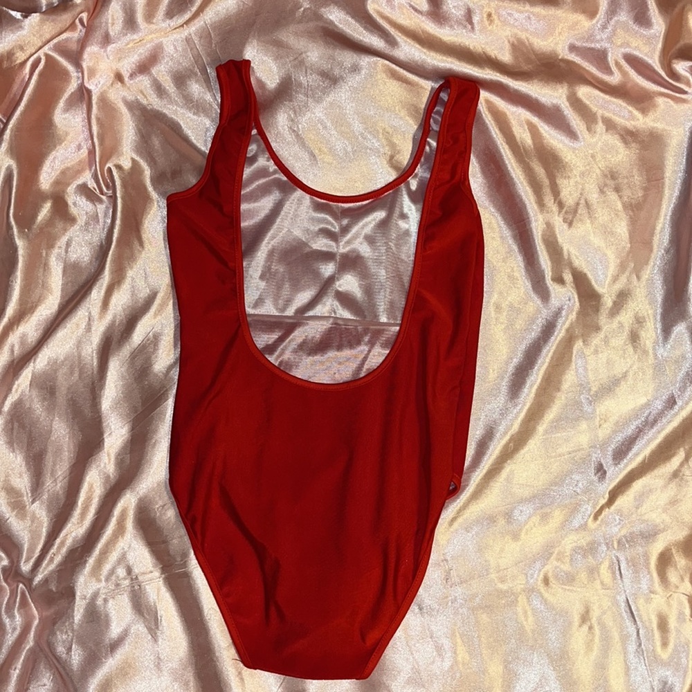 "Bae Watch” One Piece Red Bathing Suit - Picture 3 of 5